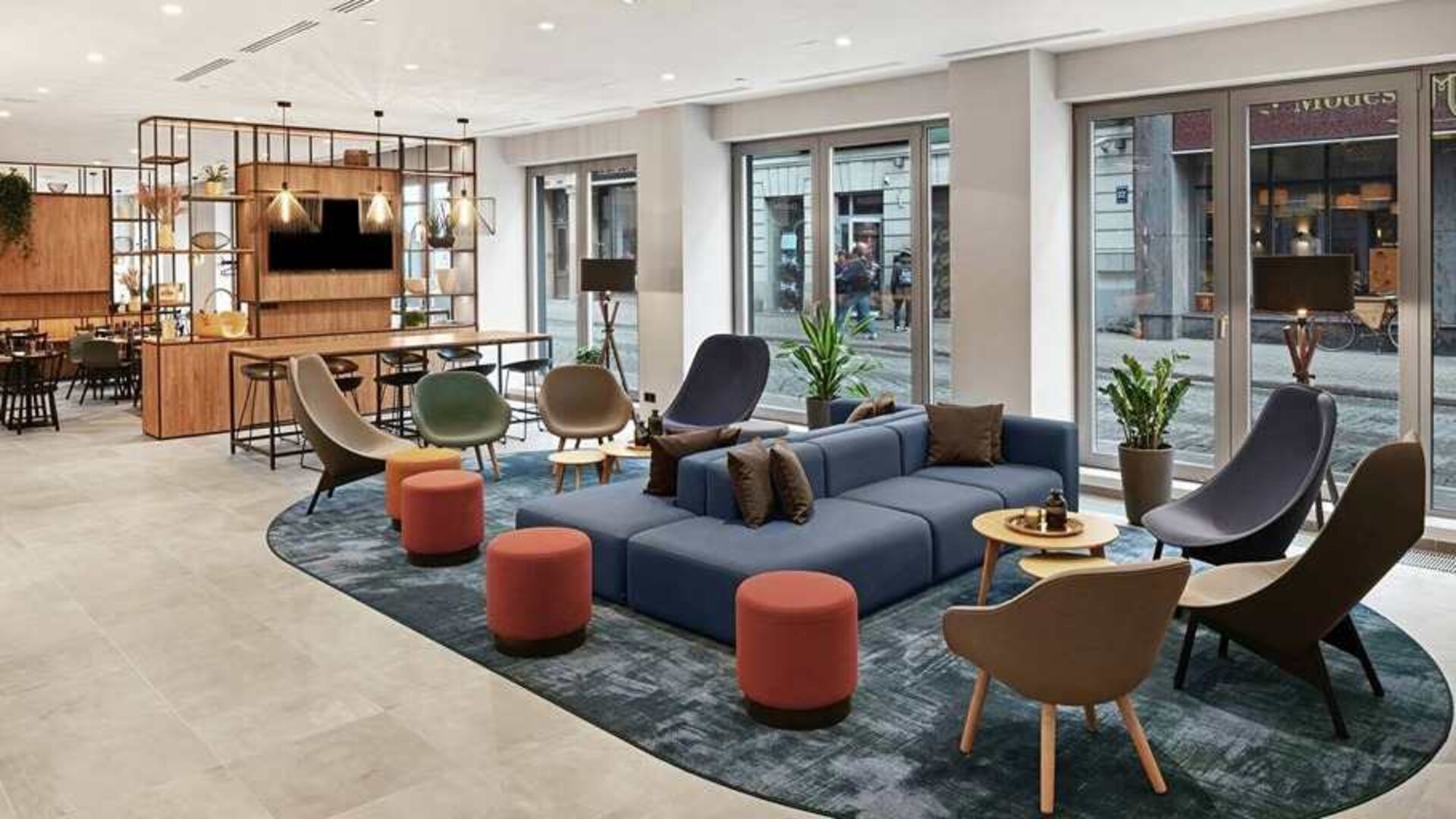 comfortable and spacious lobby and coworking space at Hilton Garden Inn Riga Old Town.