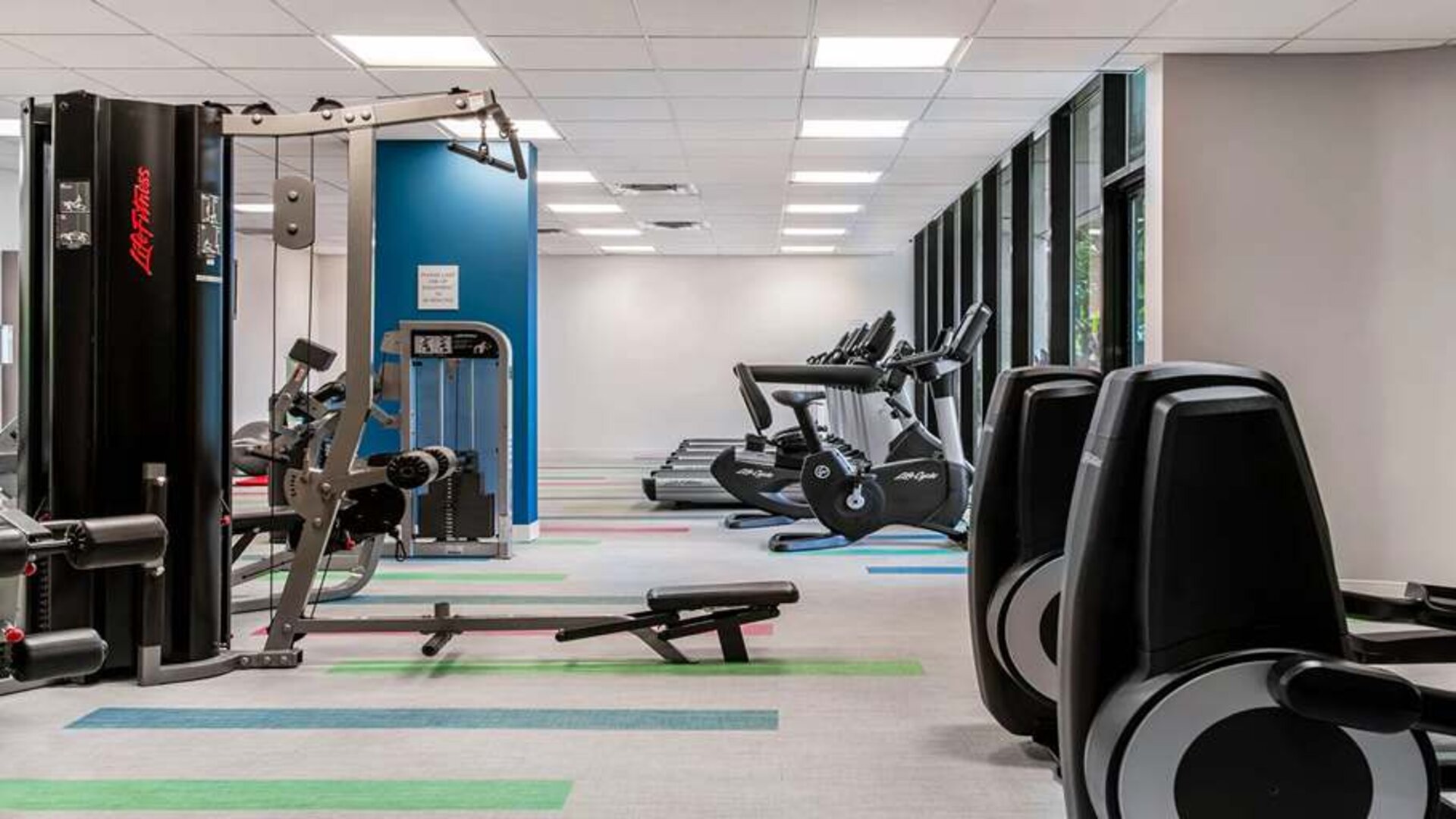 Fully equipped fitness center at the Sheraton Miami Airport Hotel.