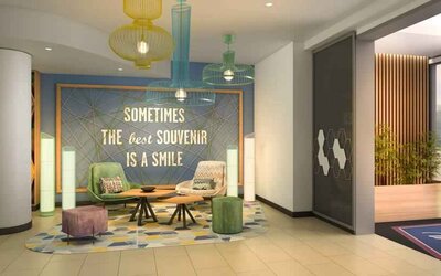 Lobby workspace at the Hampton by Hilton Rome North Fiano Romano.