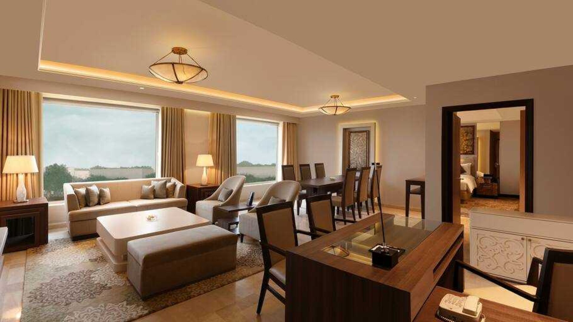 Living room in a presidential suite at the DoubleTree by Hilton Agra.