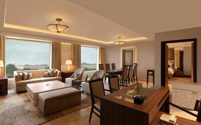 Living room in a presidential suite at the DoubleTree by Hilton Agra.