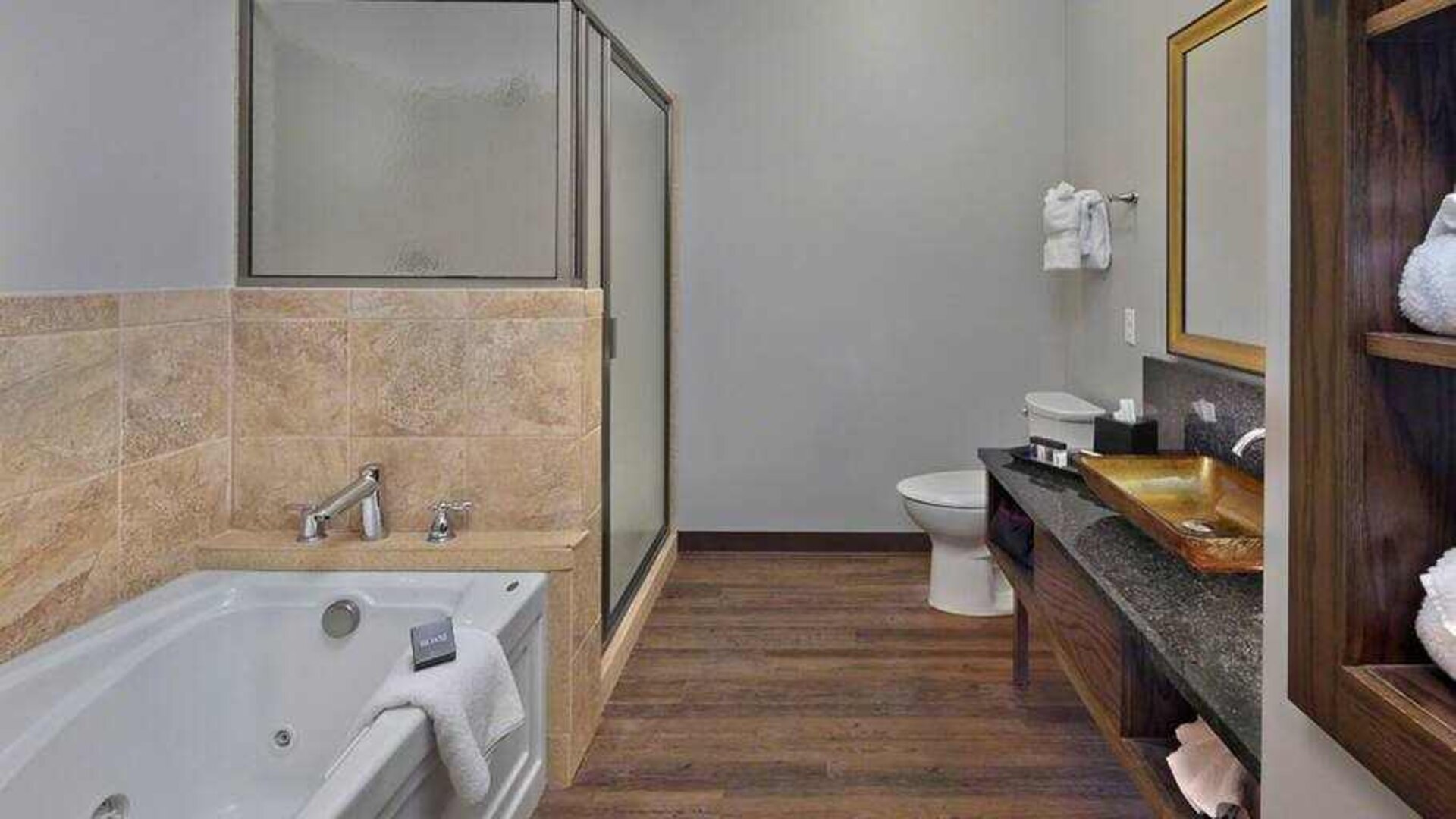 Guest bathroom at the Tapestry By Hilton Scholar Morgantown, WV.