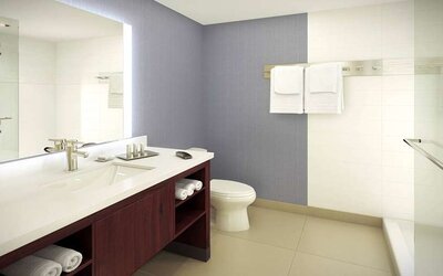 Guest bathroom at Residence Inn By Marriott LAX Airport.