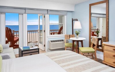 Day use room with natural light and ocean views at Sea Crest Beach Hotel.