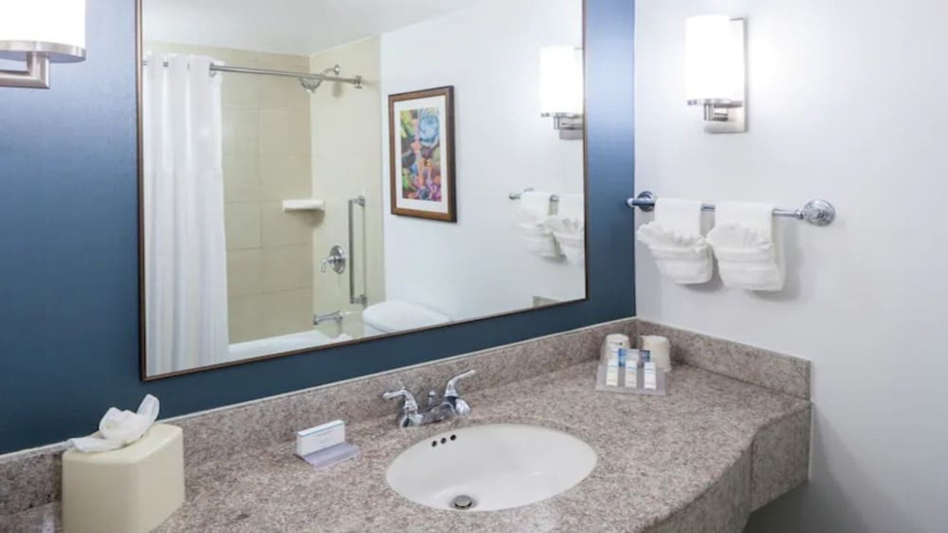 Private guest bathroom with shower at Hilton Garden Inn Dallas/Allen.