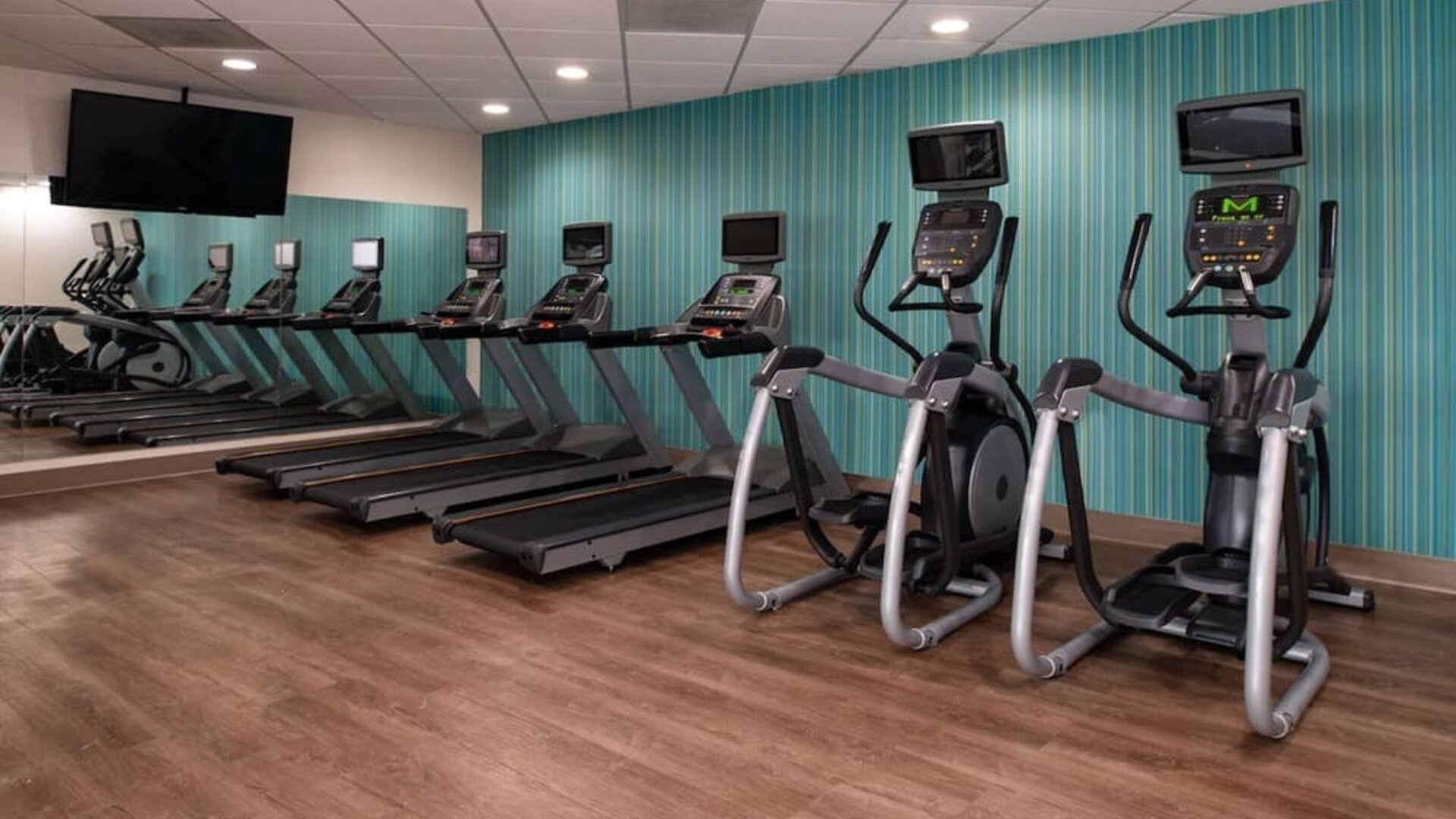 Well equipped fitness center at Holiday Inn Express Towson Baltimore N.
