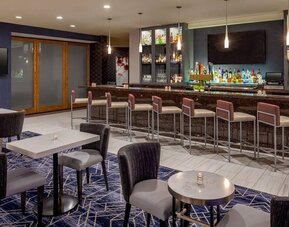 Hotel bar and coworking space at DoubleTree By Hilton Washington DC North/Gaithersburg.