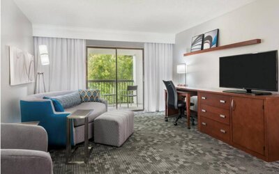 Living area in a day use room at Courtyard By Marriott Sarasota Bradenton Airport.