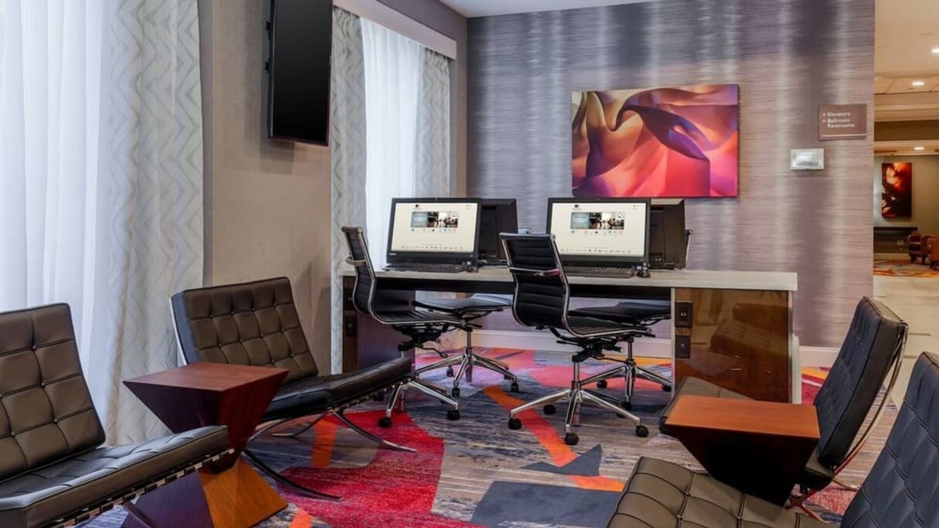 Business center with PC, internet, and printers at DoubleTree Atlanta Airport.