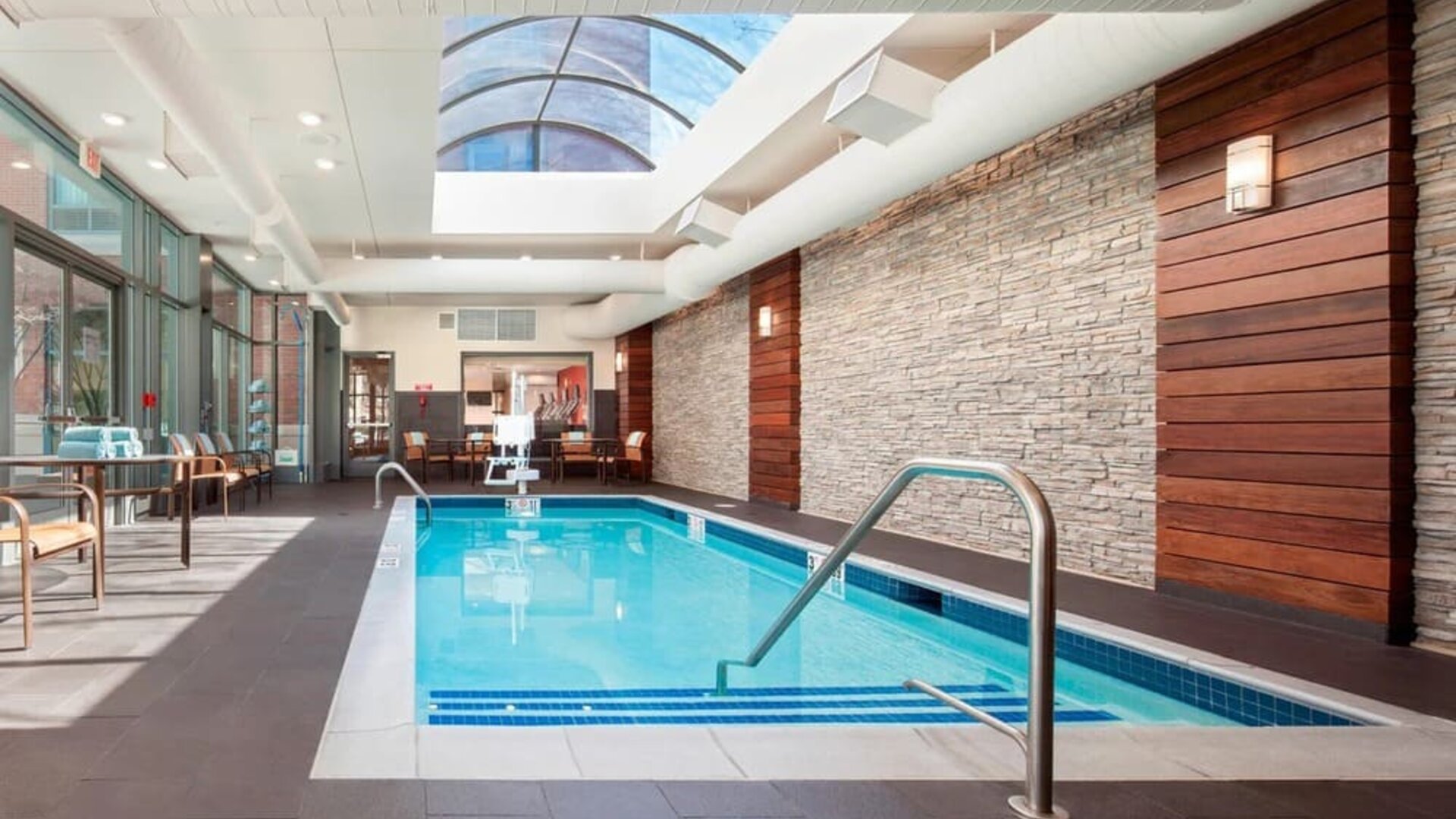 Lovely indoor pool at Courtyard By Marriott Boston Brookline.