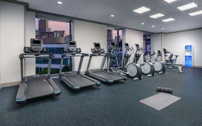 Well equipped fitness center at Hotel Caza.