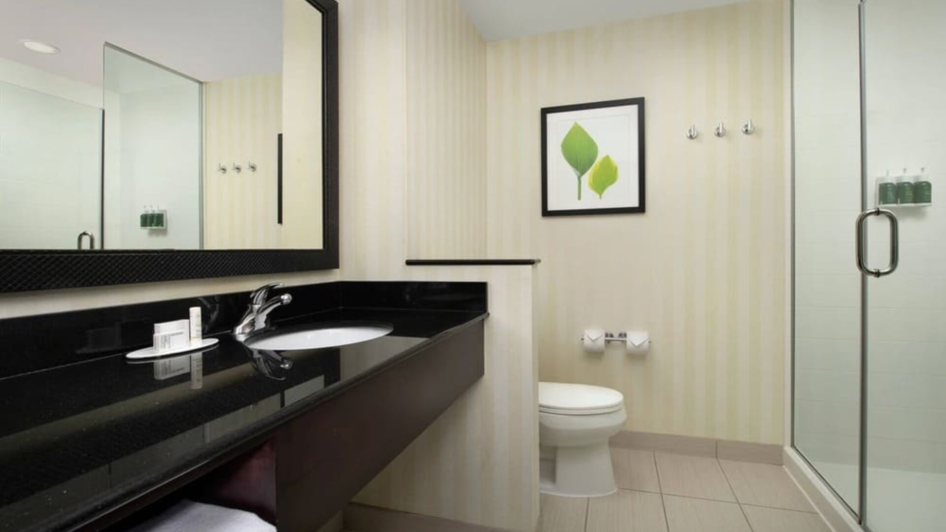 Private guest bathroom at Fairfield Inn & Suites by Marriott Baltimore BWI Airport.