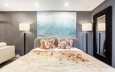 Romantic king room at Chez Joe.