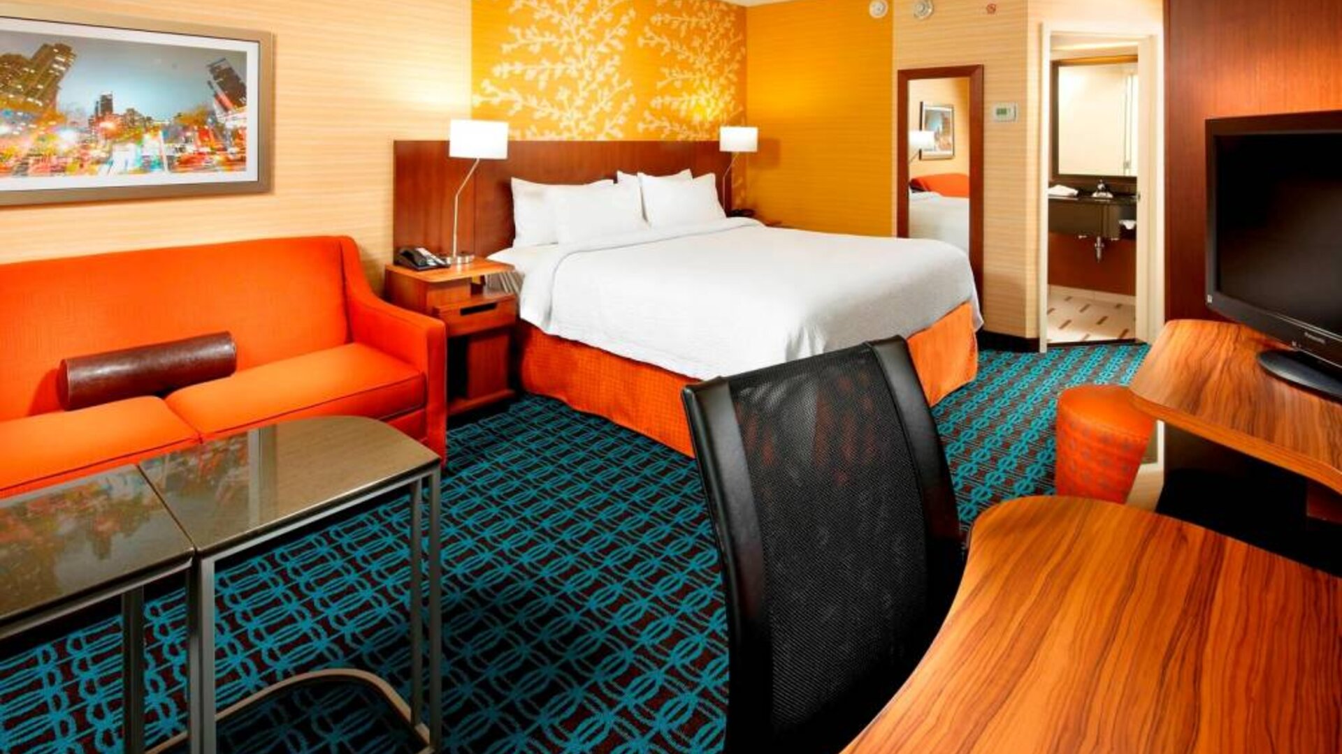 Spacious king room with work station at Fairfield Inn East Rutherford Meadowlands.