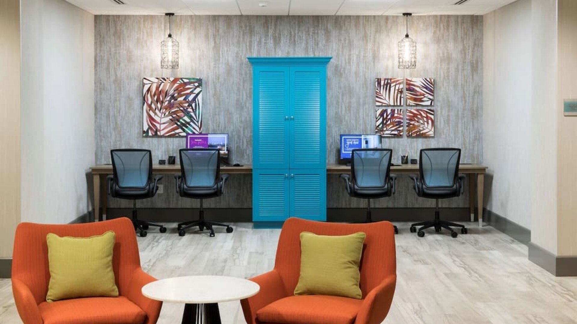 Fully equipped business center at Hampton Inn & Suites Cape Canaveral Cruise Port.