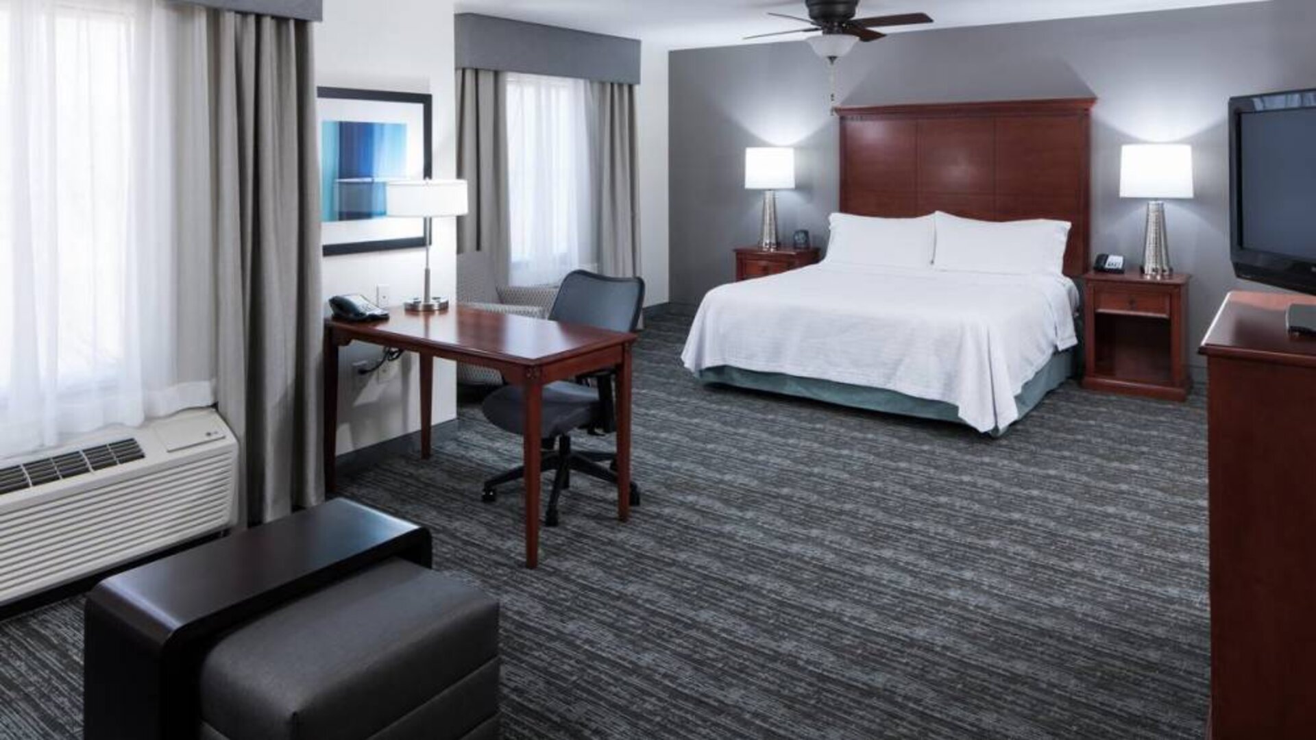 Spacious day use room with work desk at Homewood Suites By Hilton Denton.