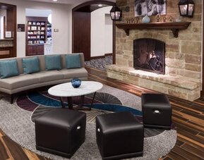 Lobby and coworking lounge at Homewood Suites By Hilton Denton.