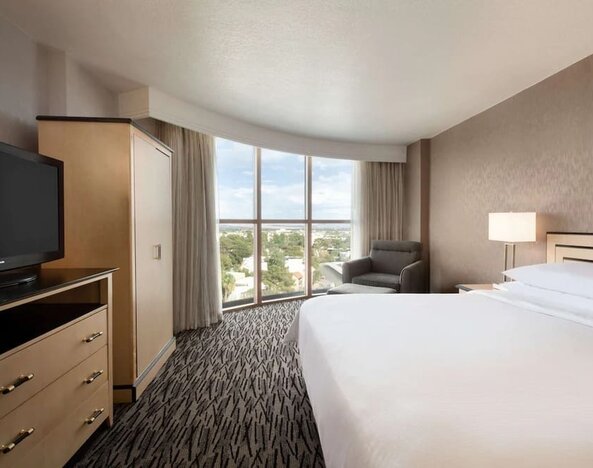 Spacious king room at Embassy Suites By Hilton Convention Center Las Vegas.