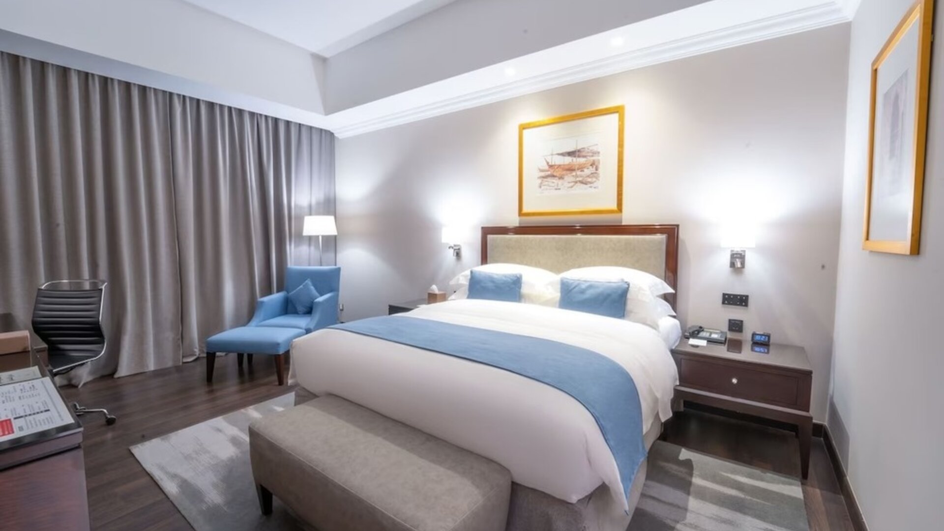 Delux king bed with work station at Millennium Hotel Doha.