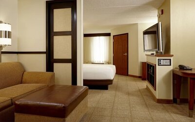 Day use room with living area at Hyatt Place Fort Lauderdale Cruise Port.