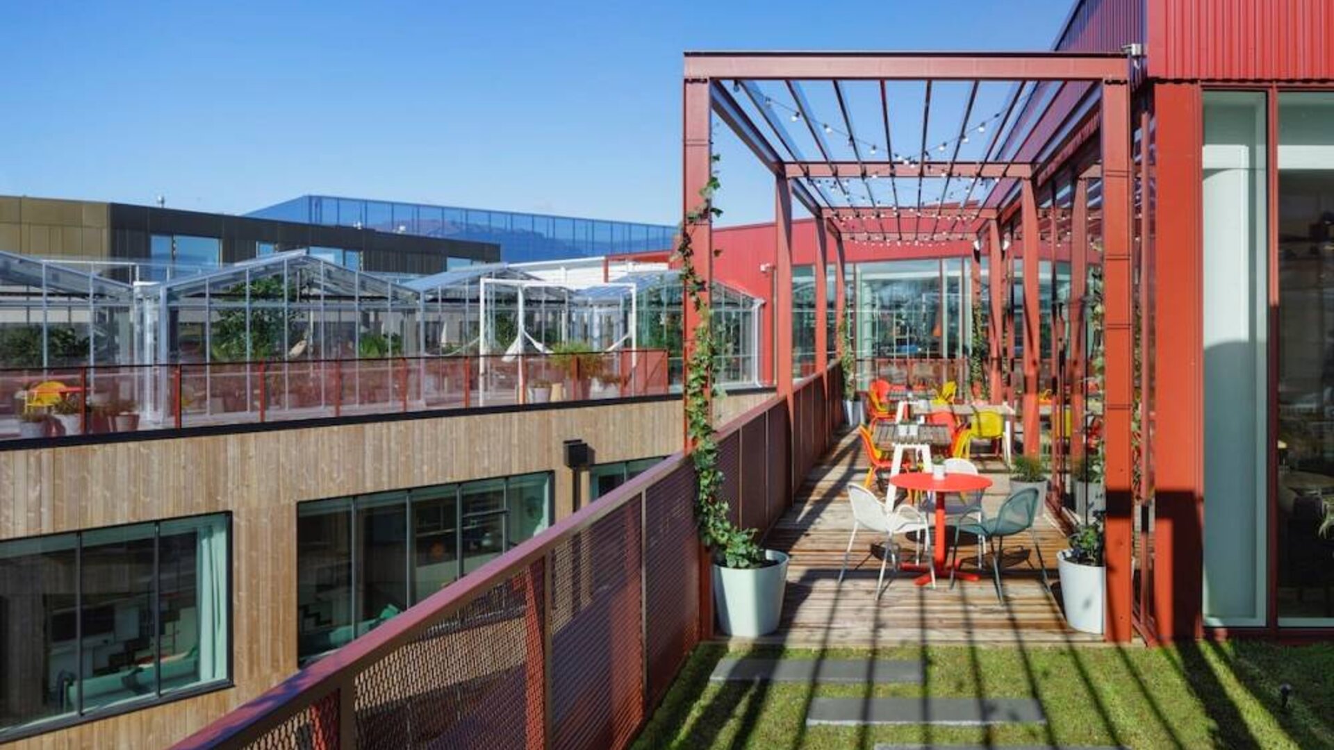 Rooftop terrace perfect for coworking at Zoku Copenhagen.