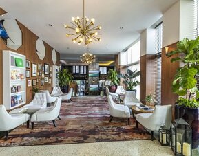 Lounge and coworking space at Hotel Croydon.