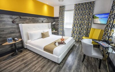 Delux king room with work desk at Catalina Hotel & Beach Club.