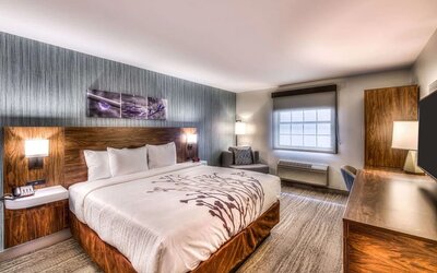 Delux king room with natural light at Sleep Inn Oakbrook Terrace.