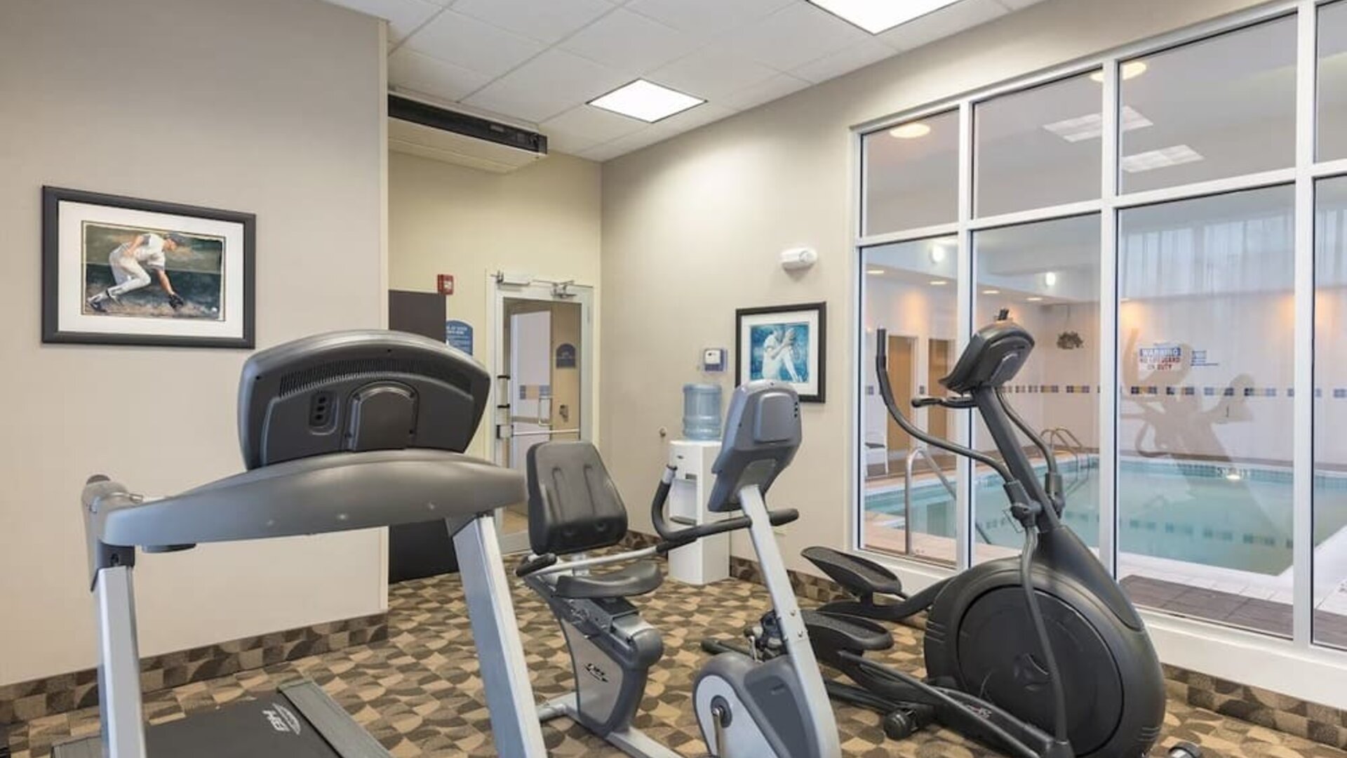Fitness center with treadmills at Holiday Inn Aurora North- Naperville.