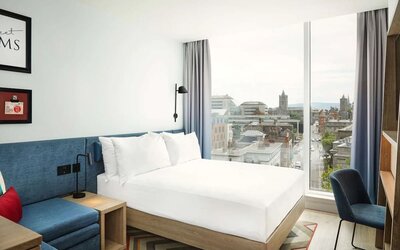Spacious king room with natural light at Hampton By Hilton Dublin City Centre.