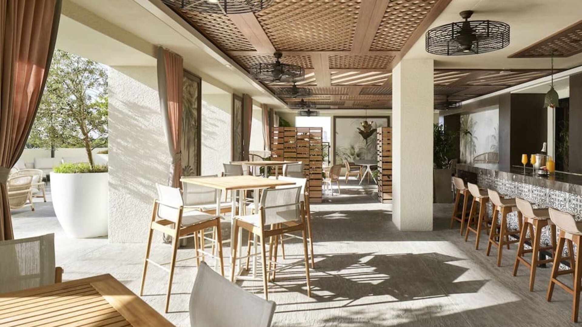 Comfortable lounge and coworking space at THesis Hotel Miami.