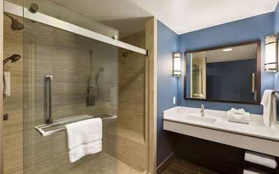 Private guest bathroom with shower at Hilton Garden Inn Houston NW/Willowbrook.