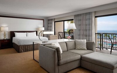 Spacious king room at Sonesta Redondo Beach & Marina.