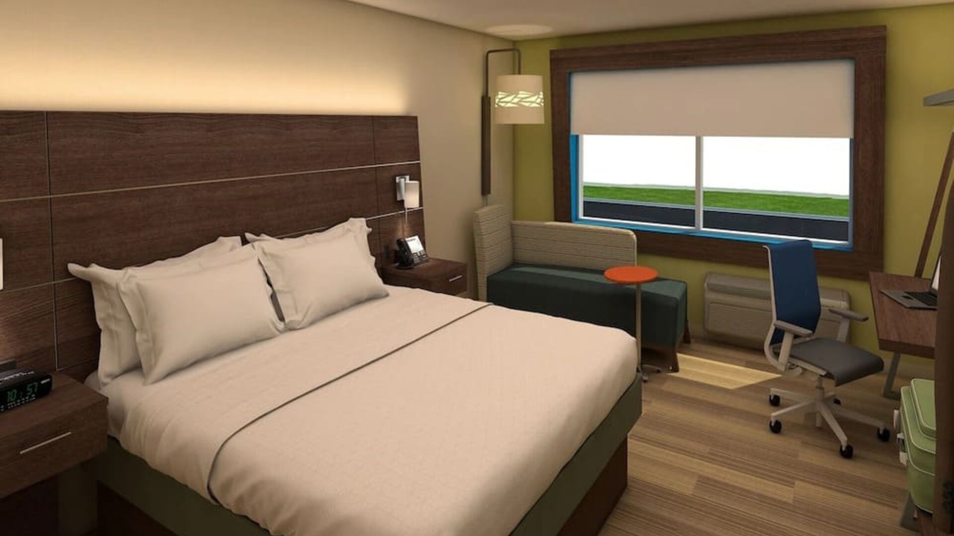 King bed with work desk at Holiday Inn Express & Suites Bensenville - O'Hare.