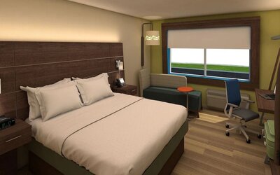 King bed with work desk at Holiday Inn Express & Suites Bensenville - O'Hare.