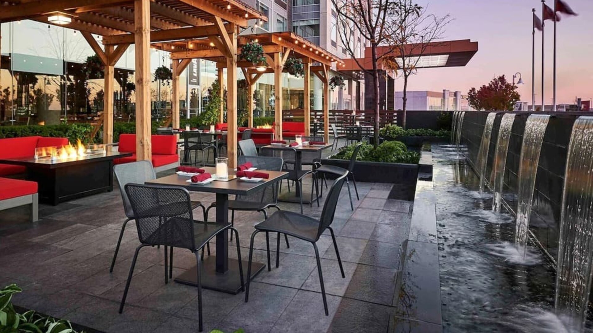 Outdoor terrace at Novotel Toronto Vaughan Centre.