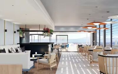 Relaxing terrace and coworking space at DoubleTree By Hilton Lagoa Azores.