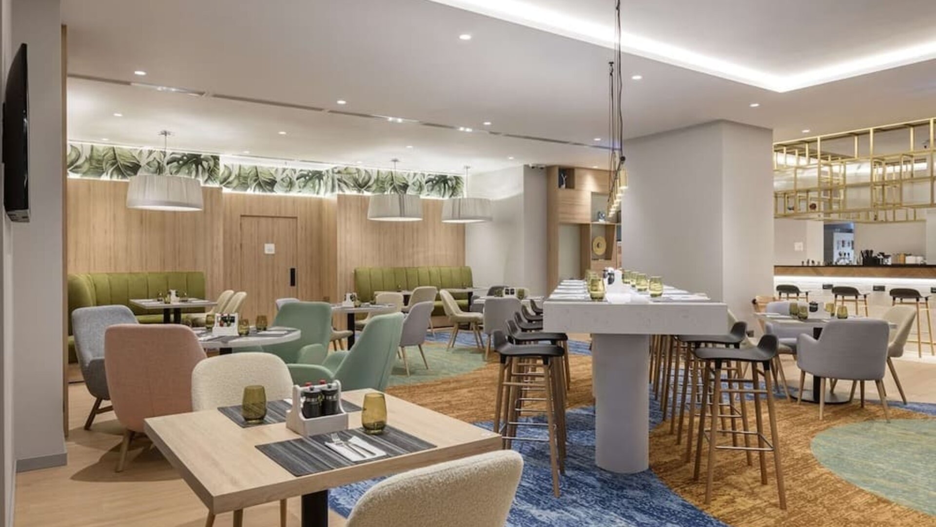 Lounge and lobby area at Hilton Garden Inn Tbilisi Riverview.