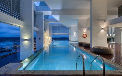 Stunning indoor pool at Fraser Place Puteri Harbour.
