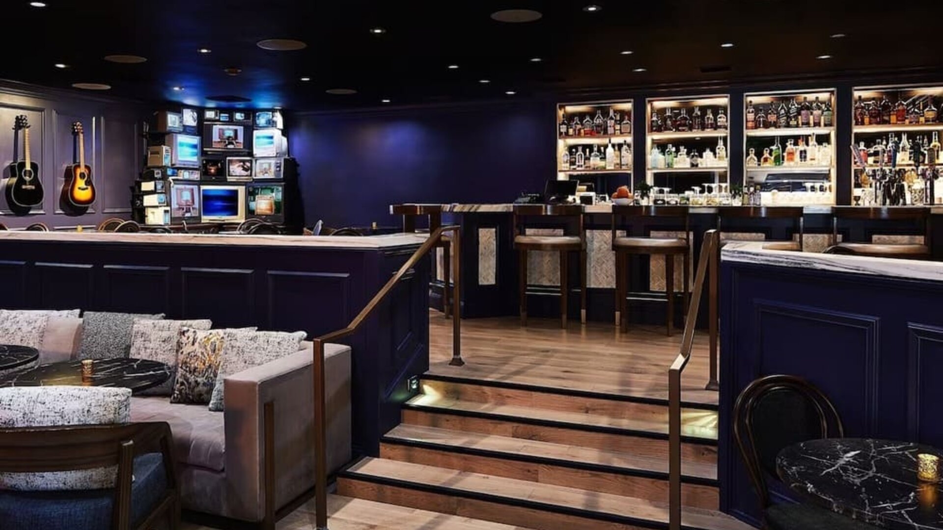 Lobby, lounge, and bar at Hotel Dena, Pasadena Los Angeles.