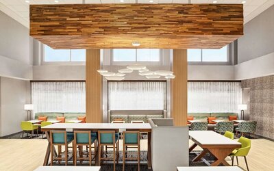 Meeting space and coworking area at Hampton Inn & Suites Miami Kendall. 