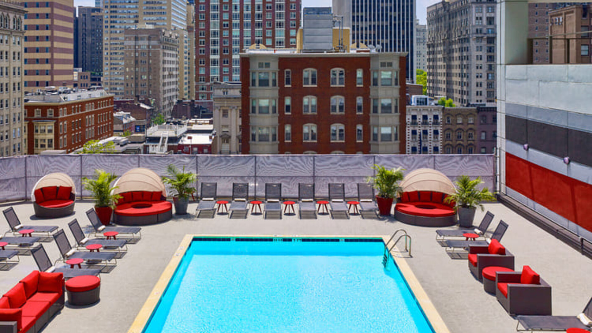 Stunning outdoor pool at Sonesta Philadelphia Rittenhouse Square.