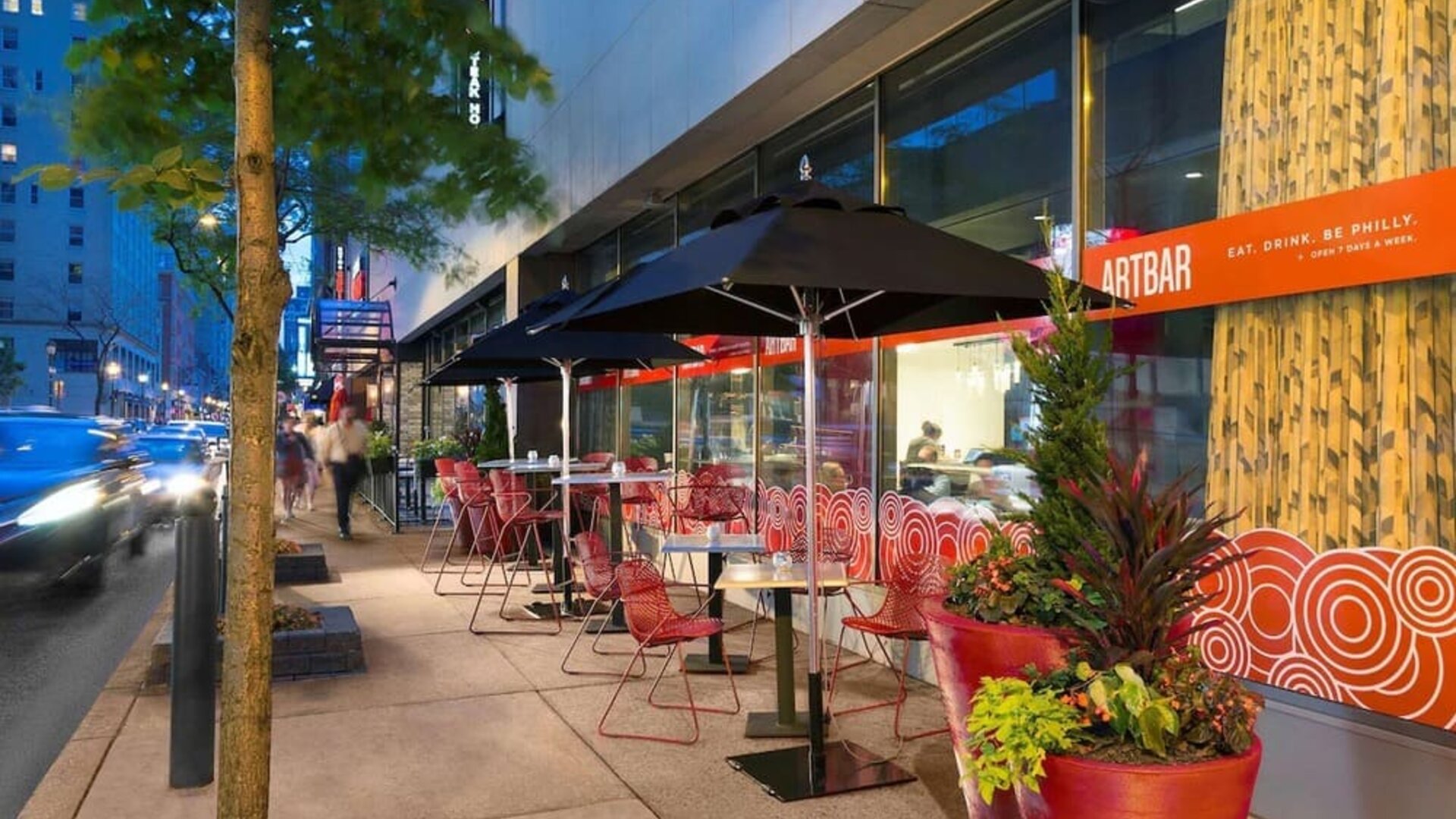 Beautiful outdoor terrace at Sonesta Philadelphia Rittenhouse Square.