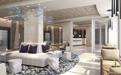 Lobby and lounge at Sonesta Fort Lauderdale Beach.
