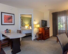 Spacious king room at Sonesta ES Suites Anaheim Resort Area.