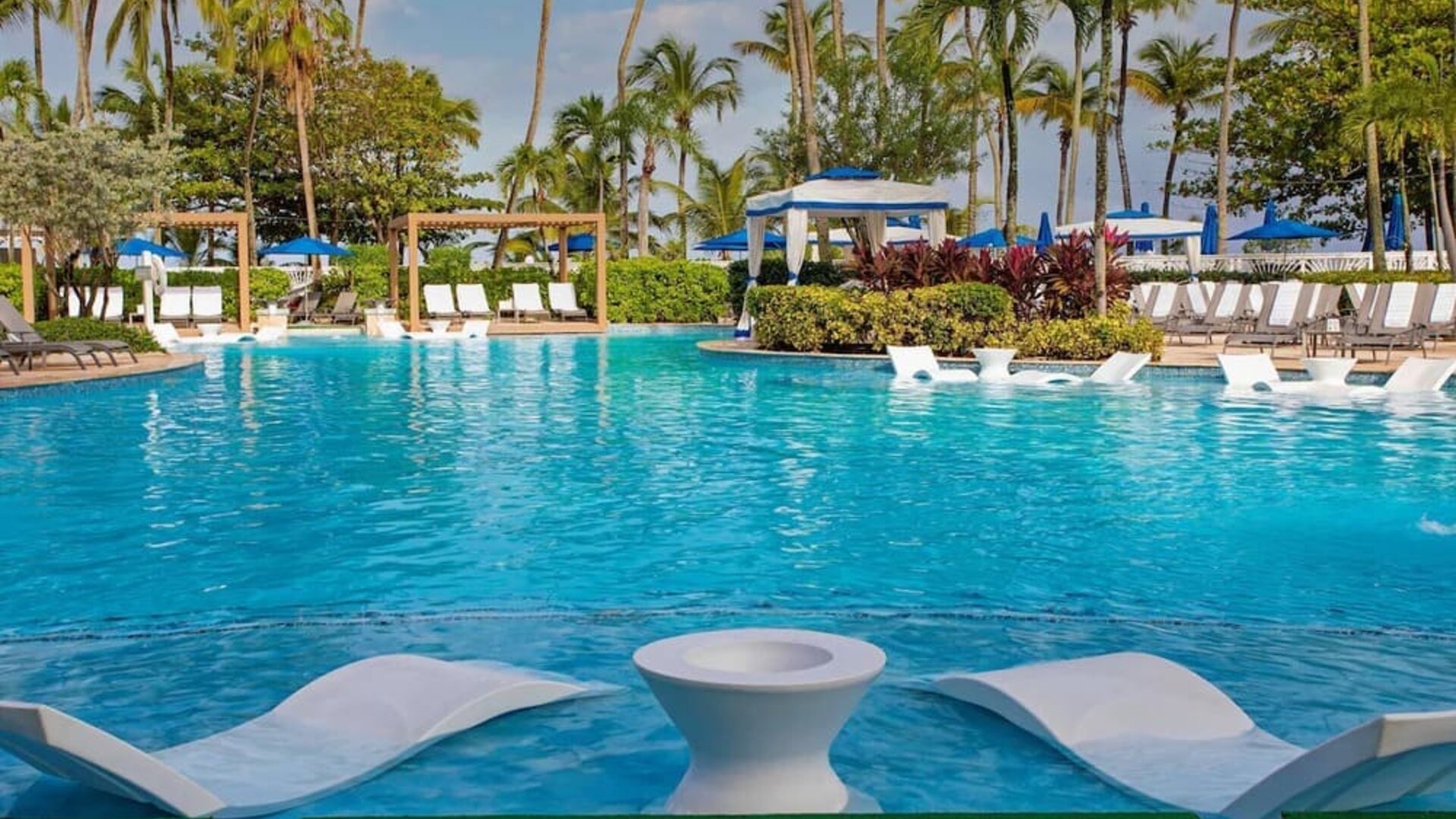 Pool and pool chairs at Royal Sonesta San Juan.