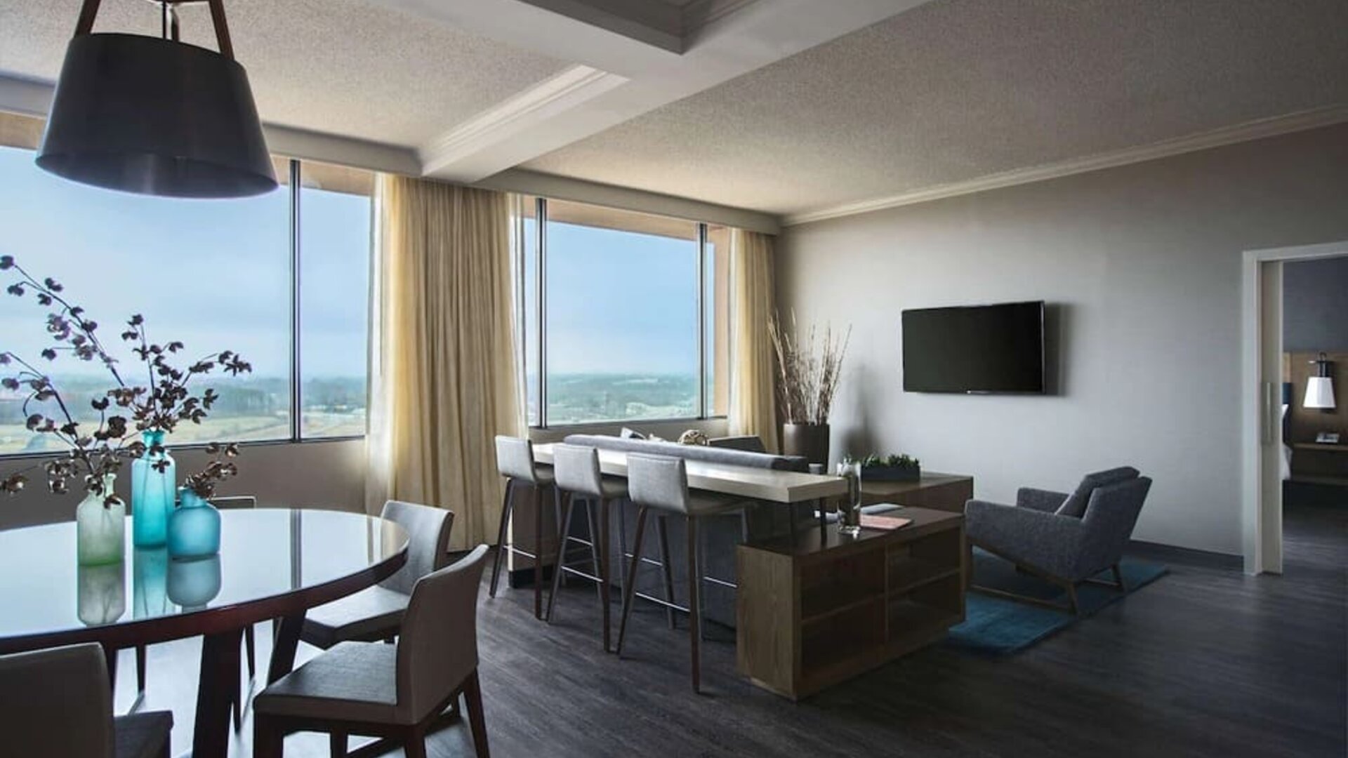 Spacious king suite at Sonesta Nashville Airport.