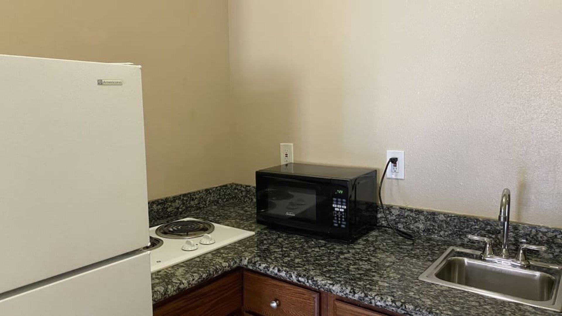 Fridge and microwave at Palace Inn Westheimer.

