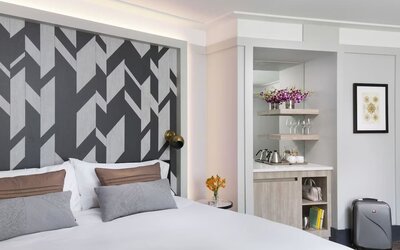 Cozy king room at The Tillary Hotel.