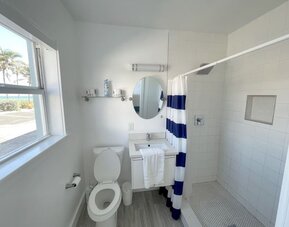 Guest bathroom at Shore View Hotel.